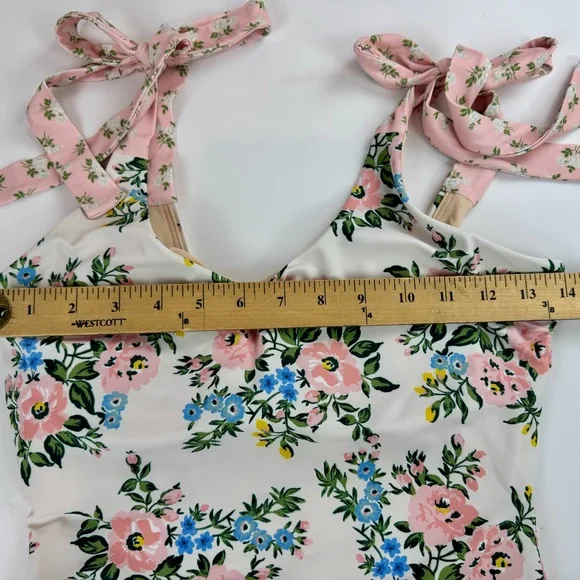 Lime Ricki Somerset Floral Shoulder Tie V-Neck One-Piece swimsuit Medium NWOT - Picture 10 of 12